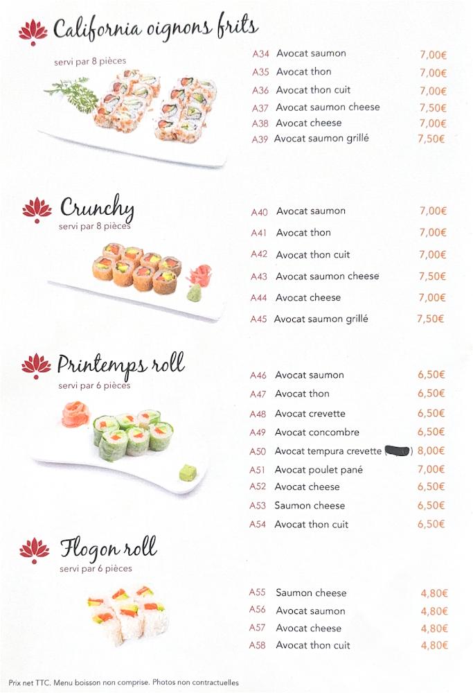 SUSHI ZHANG Paris 9e - Menu Image 3