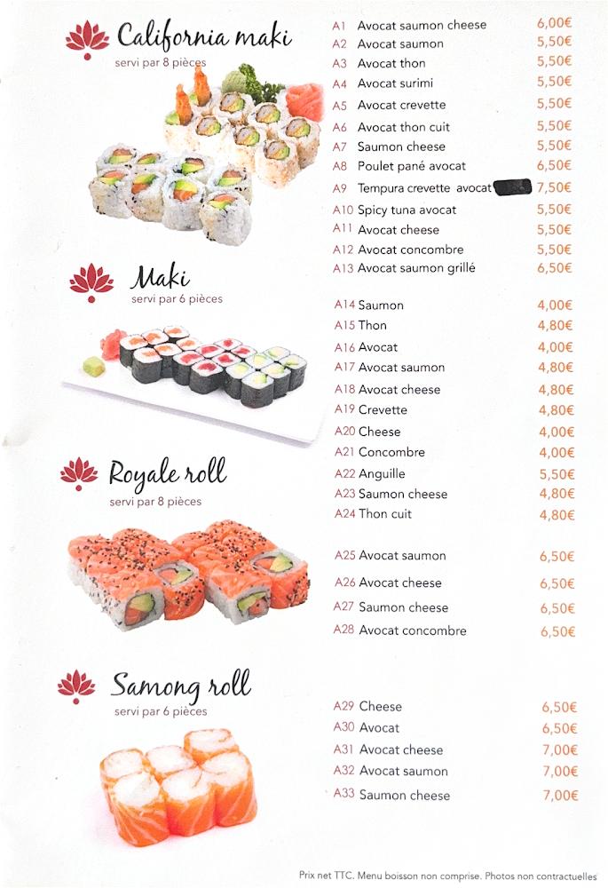 SUSHI ZHANG Paris 9e - Menu Image 4
